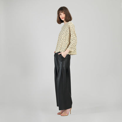 Crochet Knit - Scallop Hem Box Sweater Top - Fan Shell - Final Sale | Clara Sunwoo