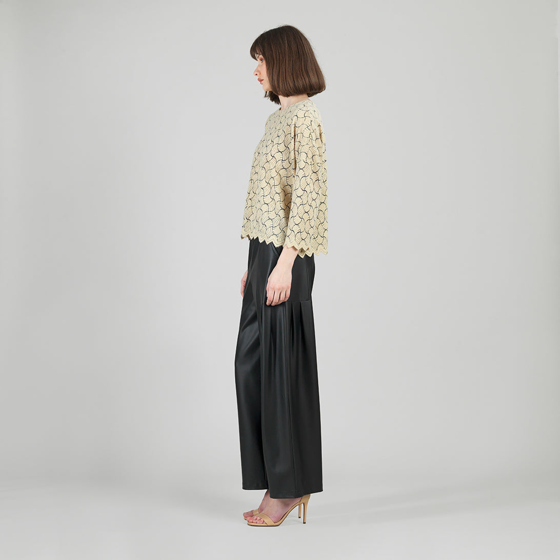 Crochet Knit - Scallop Hem Box Sweater Top - Fan Shell - Final Sale | Clara Sunwoo