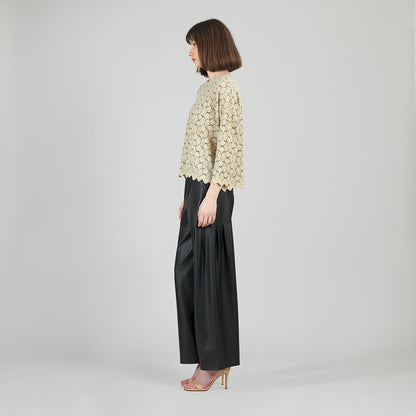 Crochet Knit - Scallop Hem Box Sweater Top - Fan Shell - Final Sale | Clara Sunwoo