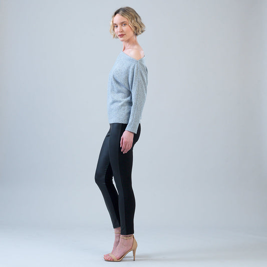 Plush Shimmer - Angled Neck Sweater - Gray | Clara Sunwoo