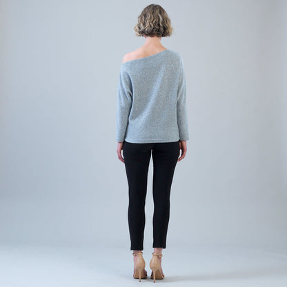 Plush Shimmer - Angled Neck Sweater - Gray | Clara Sunwoo
