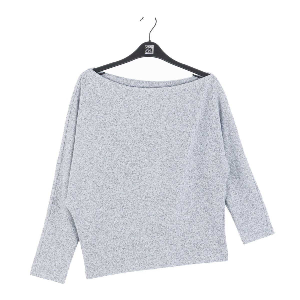 Plush Shimmer - Angled Neck Sweater - Gray | Clara Sunwoo