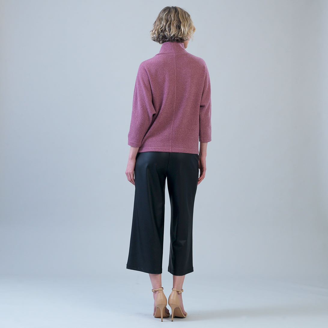 Plush Ribbed - Crossover Petal Neck Sweater - Mauve | Clara Sunwoo