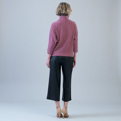 Plush Ribbed - Crossover Petal Neck Sweater - Mauve | Clara Sunwoo