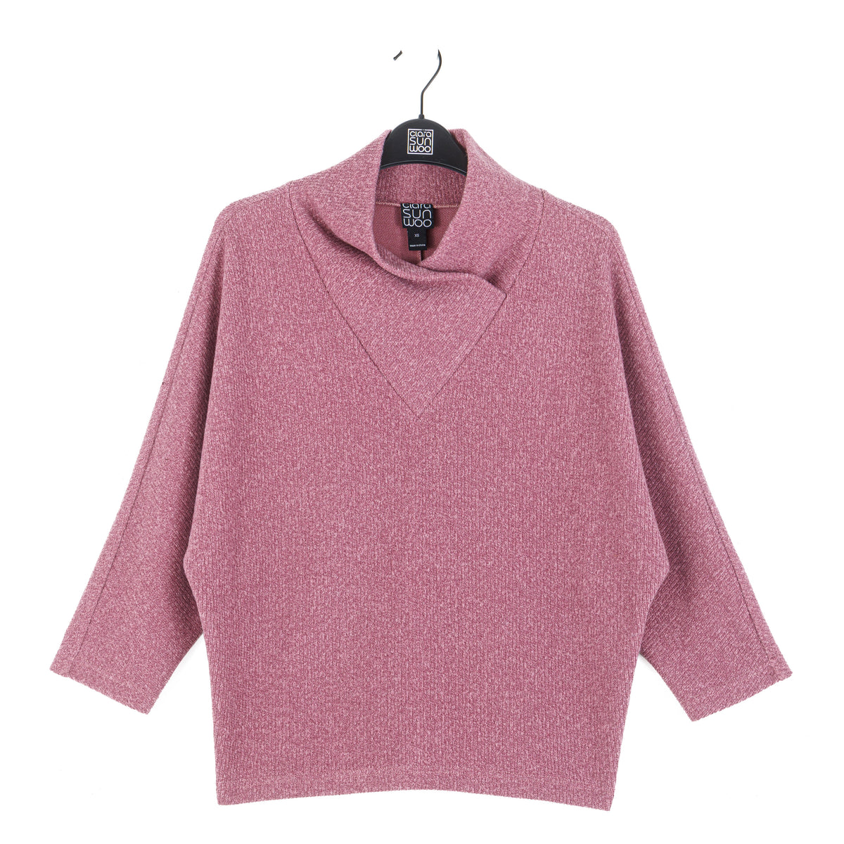 Plush Ribbed - Crossover Petal Neck Sweater - Mauve | Clara Sunwoo