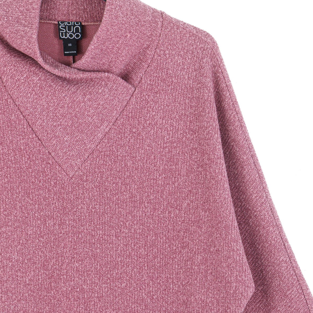 Plush Ribbed - Crossover Petal Neck Sweater - Mauve | Clara Sunwoo