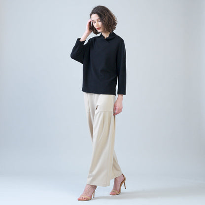 Plush Ribbed - Crossover Petal Neck Sweater - Black | Clara Sunwoo