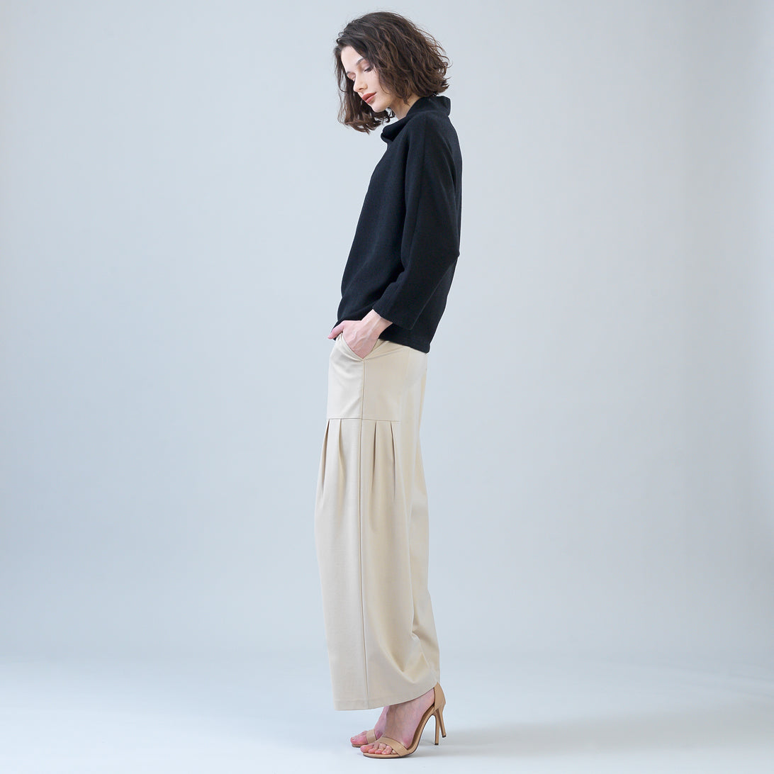 Plush Ribbed - Crossover Petal Neck Sweater - Black | Clara Sunwoo
