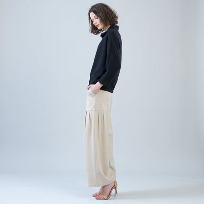 Plush Ribbed - Crossover Petal Neck Sweater - Black | Clara Sunwoo