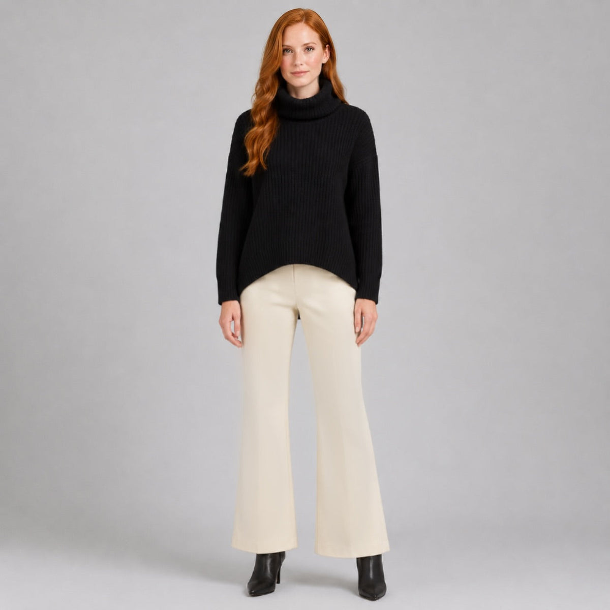 Chunky Ribbed - Tipped Hem Sweater Top - Black- Final Sale | Clara Sunwoo