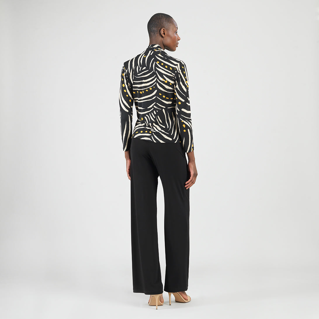V-Neck Draped Pleat Top - Dots & Stripes - Final Sale | Clara Sunwoo