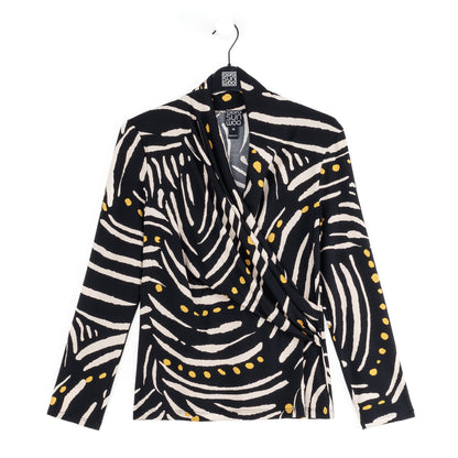 V-Neck Draped Pleat Top - Dots & Stripes - Final Sale | Clara Sunwoo