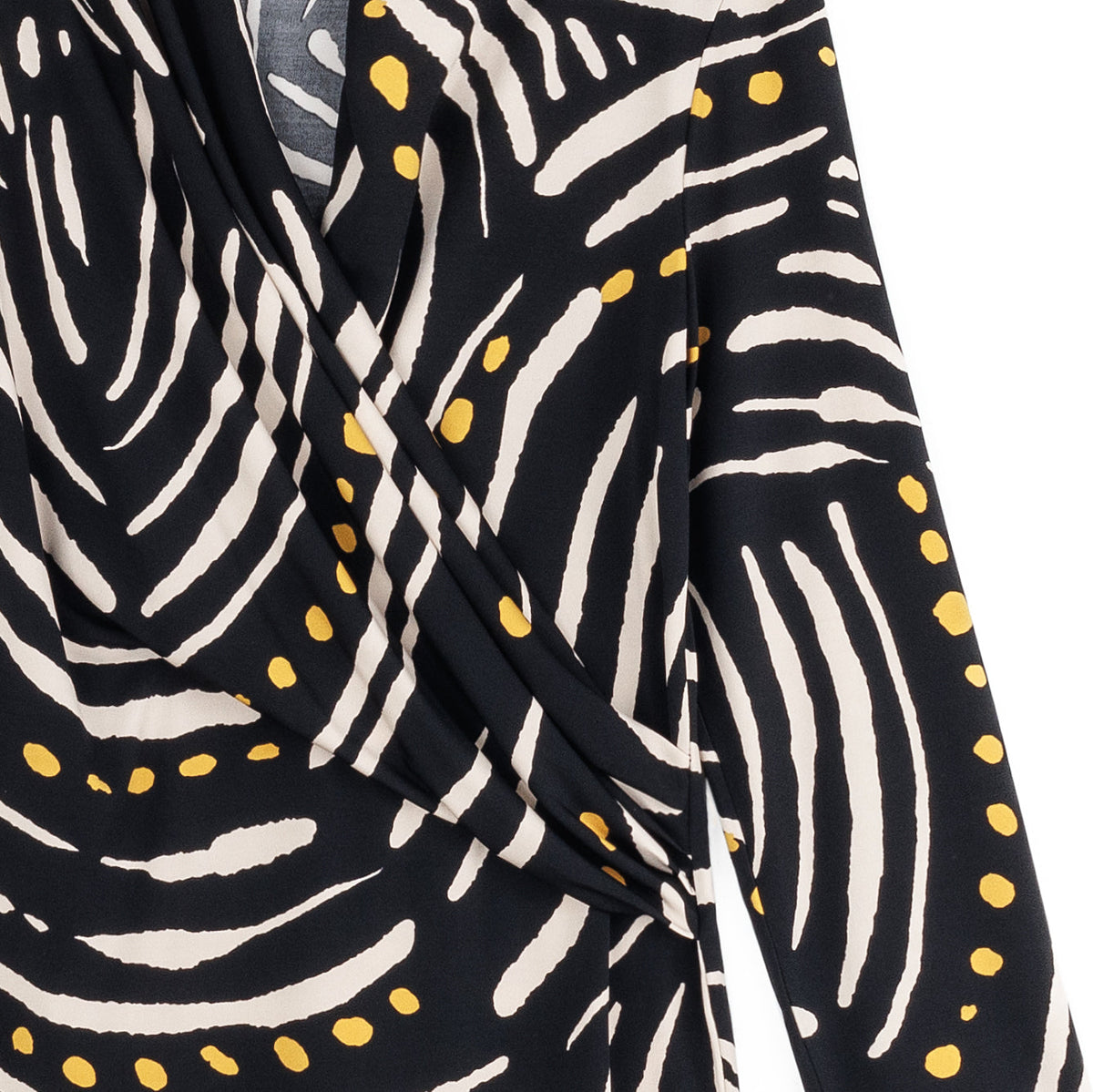 V-Neck Draped Pleat Top - Dots & Stripes - Final Sale | Clara Sunwoo