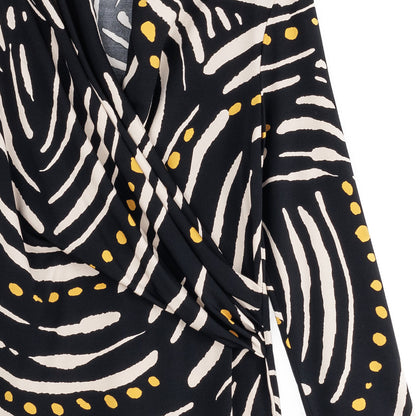 V-Neck Draped Pleat Top - Dots & Stripes - Final Sale | Clara Sunwoo