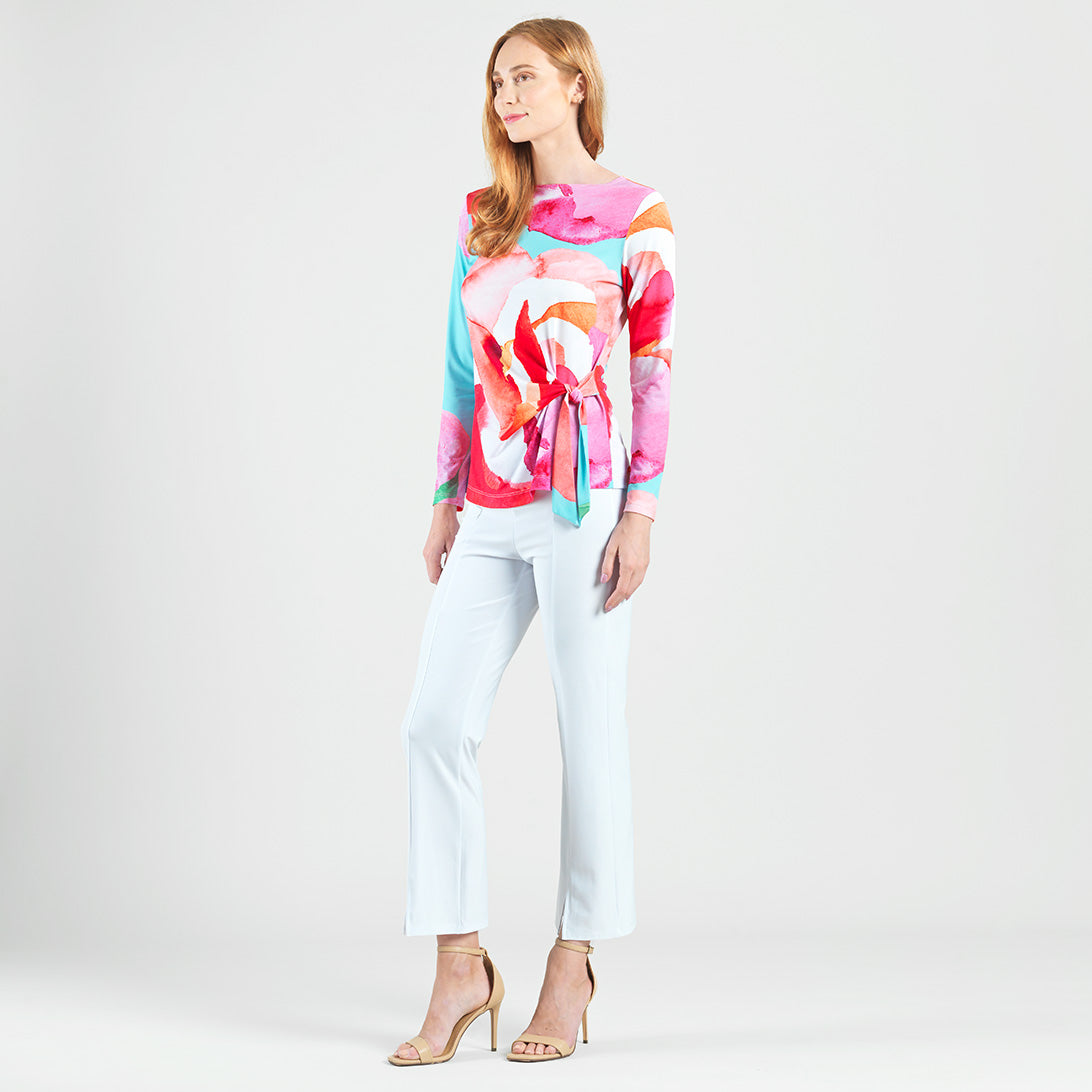 Side Tie Waist Top - Petal Watercolor - Final Sale | Clara Sunwoo