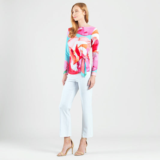 Side Tie Waist Top - Petal Watercolor - Final Sale | Clara Sunwoo
