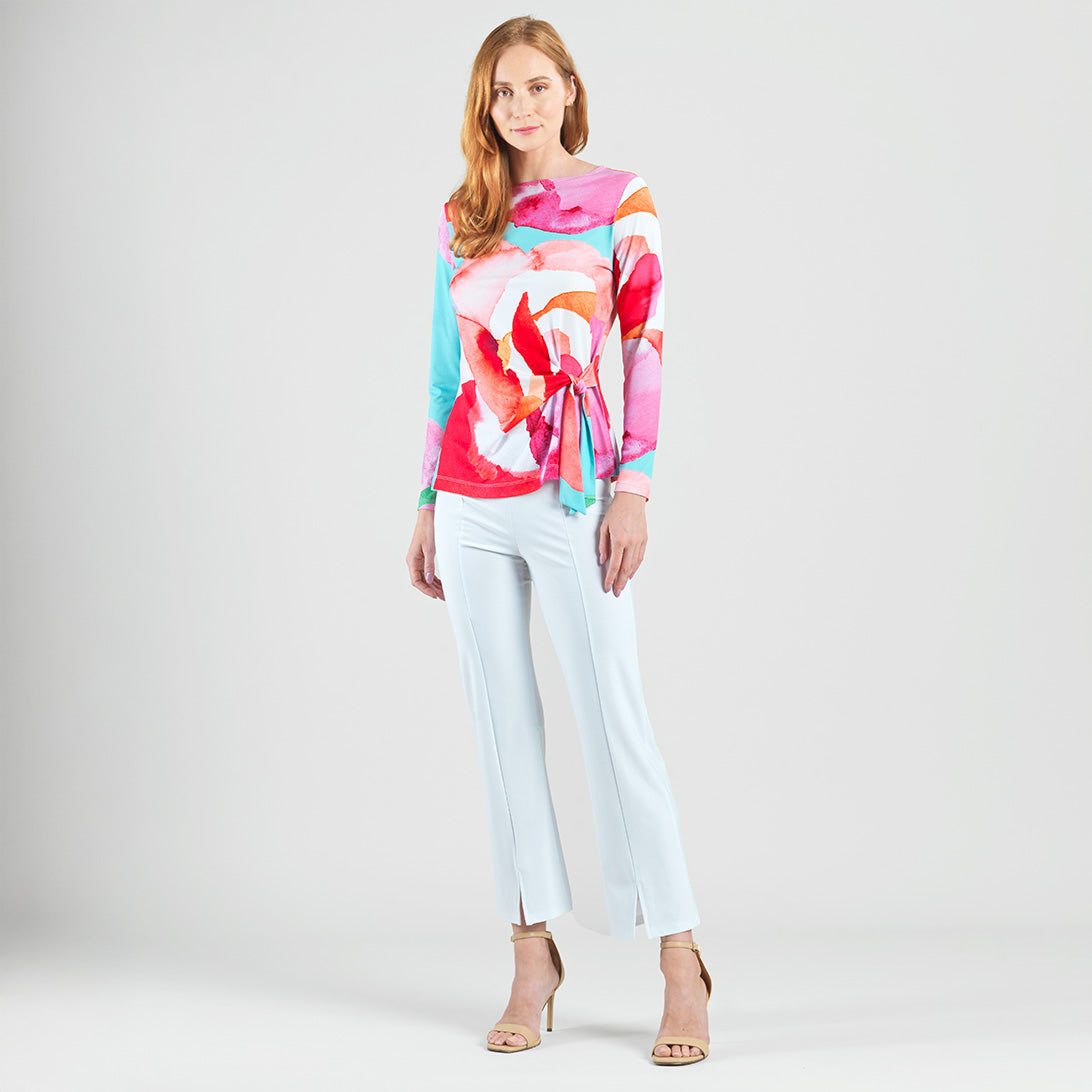 Side Tie Waist Top - Petal Watercolor - Final Sale | Clara Sunwoo