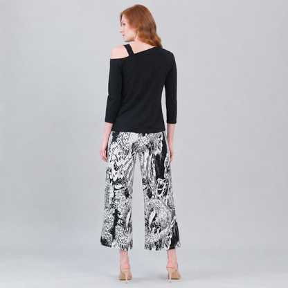 Drop Shoulder Ribbon Sleeve Top - Black - Final Sale | Clara Sunwoo