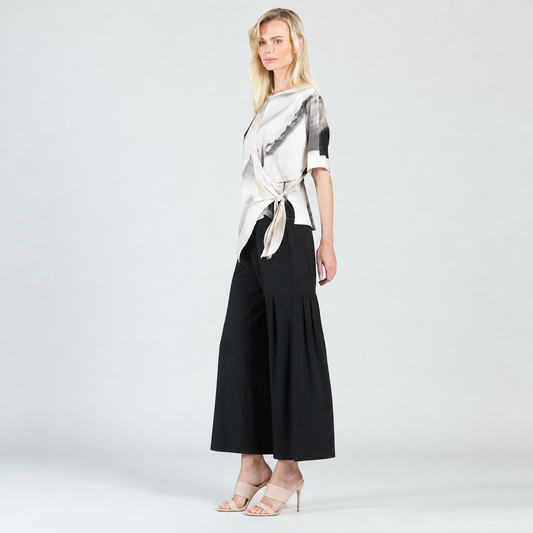 Side Tie Wrap Top - Ivory Watercolor - Final Sale | Clara Sunwoo