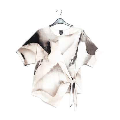 Side Tie Wrap Top - Ivory Watercolor - Final Sale | Clara Sunwoo