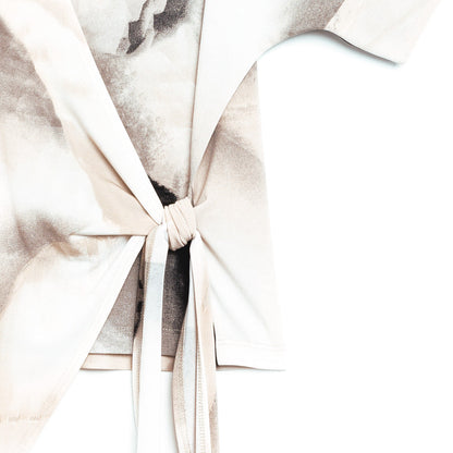 Side Tie Wrap Top - Ivory Watercolor - Final Sale | Clara Sunwoo