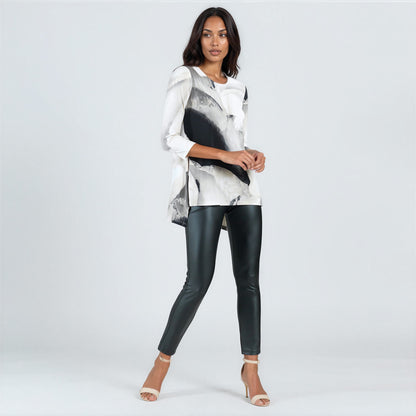 Parachute Hem Tunic - Ivory Watercolor - Final Sale | Clara Sunwoo
