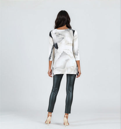 Parachute Hem Tunic - Ivory Watercolor - Final Sale | Clara Sunwoo