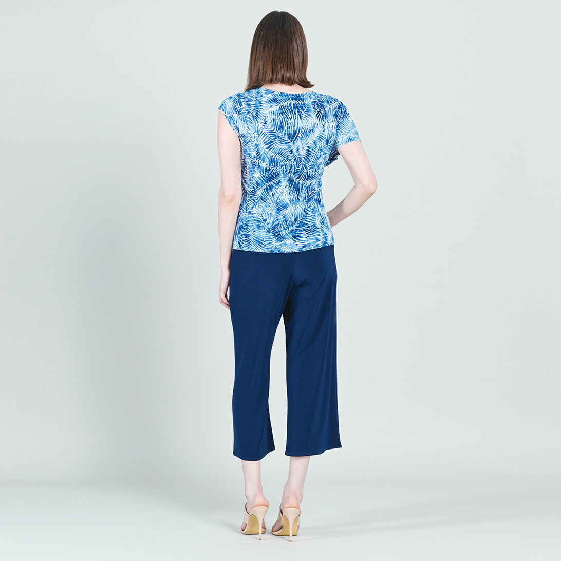 Light Knit - Ruffle Overlay Top - Blue-Palm Branch - Final Sale | Clara Sunwoo
