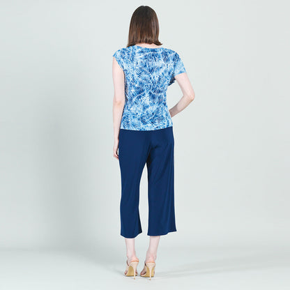 Light Knit - Ruffle Overlay Top - Blue-Palm Branch - Final Sale | Clara Sunwoo