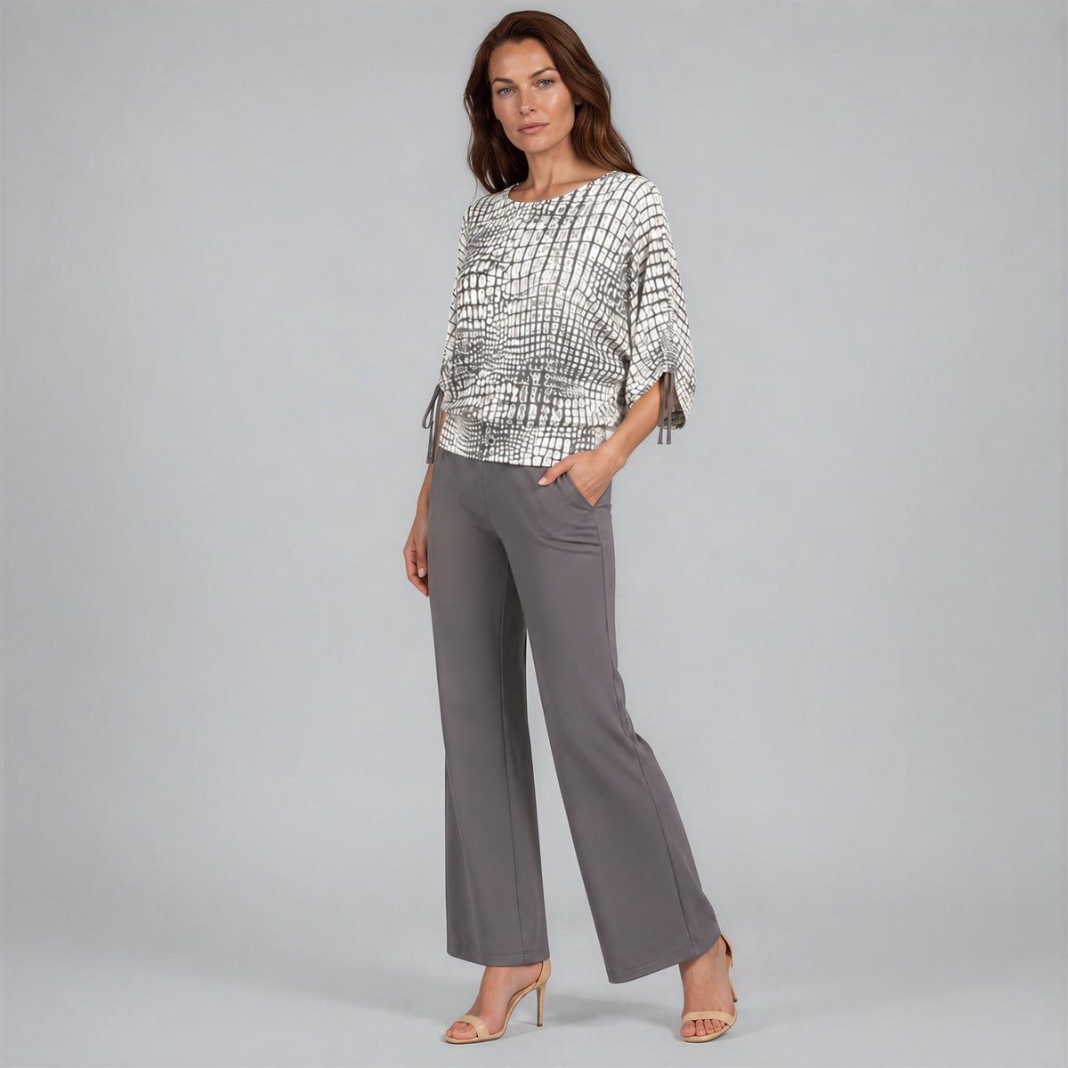 Shimmer Textile - Pull-Tie Cuff Blouson Top - Croc Scale - Final Sale | Clara Sunwoo