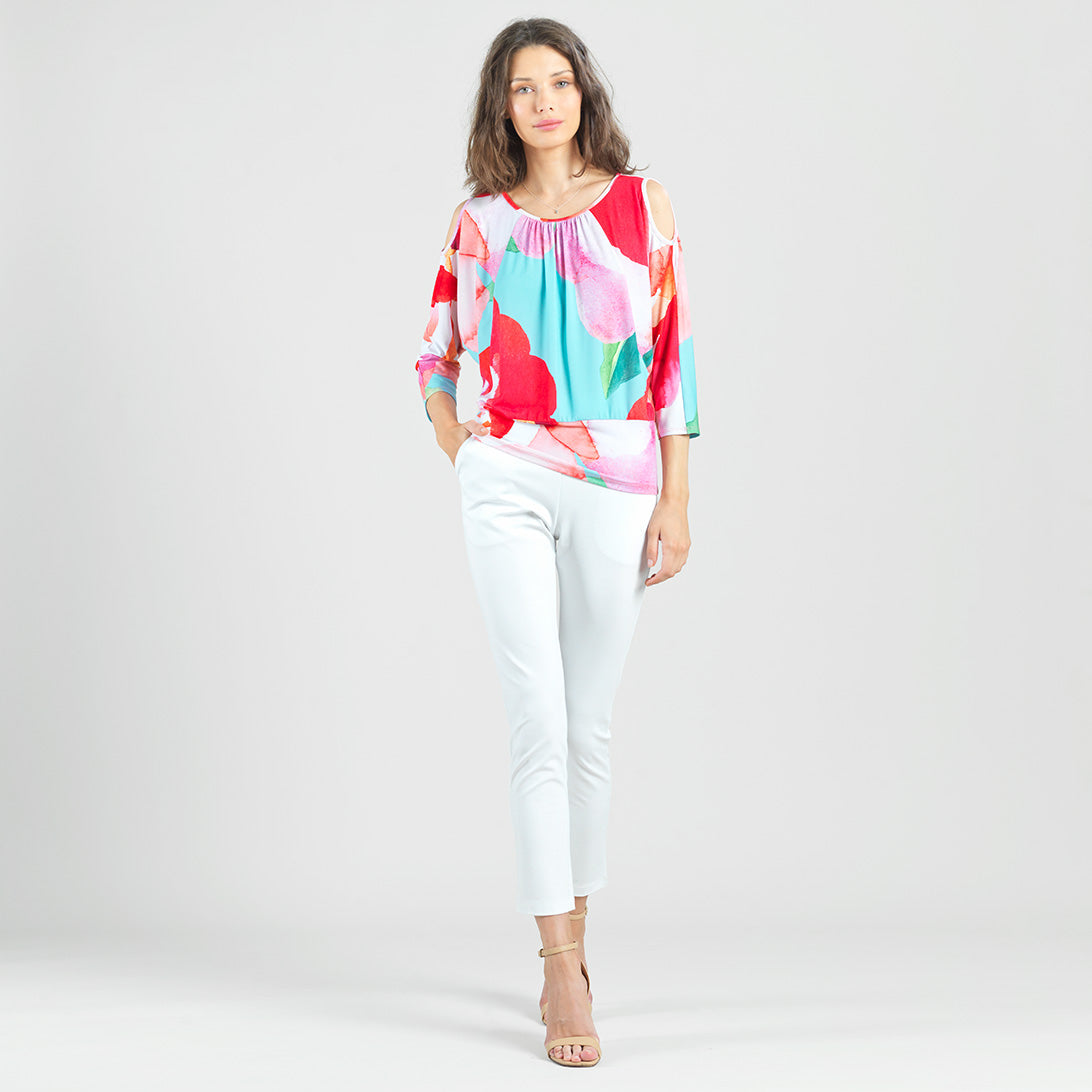 Open Shoulder Blouson Waist Top - Petal Watercolor - Final Sale! | Clara Sunwoo