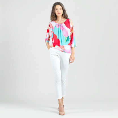 Open Shoulder Blouson Waist Top - Petal Watercolor - Final Sale! | Clara Sunwoo