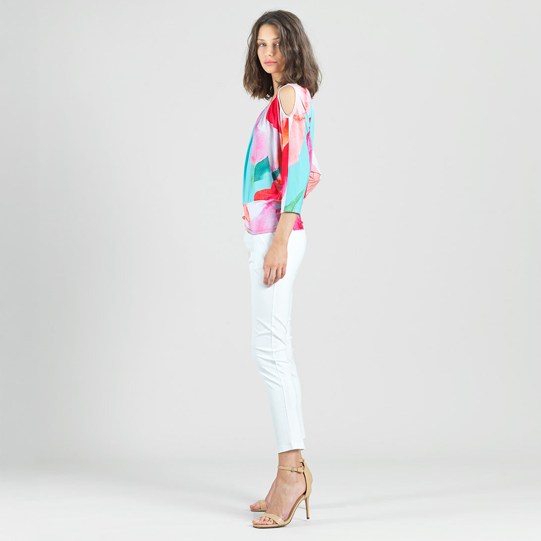 Open Shoulder Blouson Waist Top - Petal Watercolor - Final Sale! | Clara Sunwoo