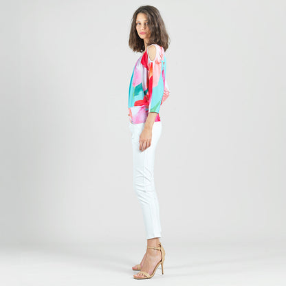 Open Shoulder Blouson Waist Top - Petal Watercolor - Final Sale! | Clara Sunwoo