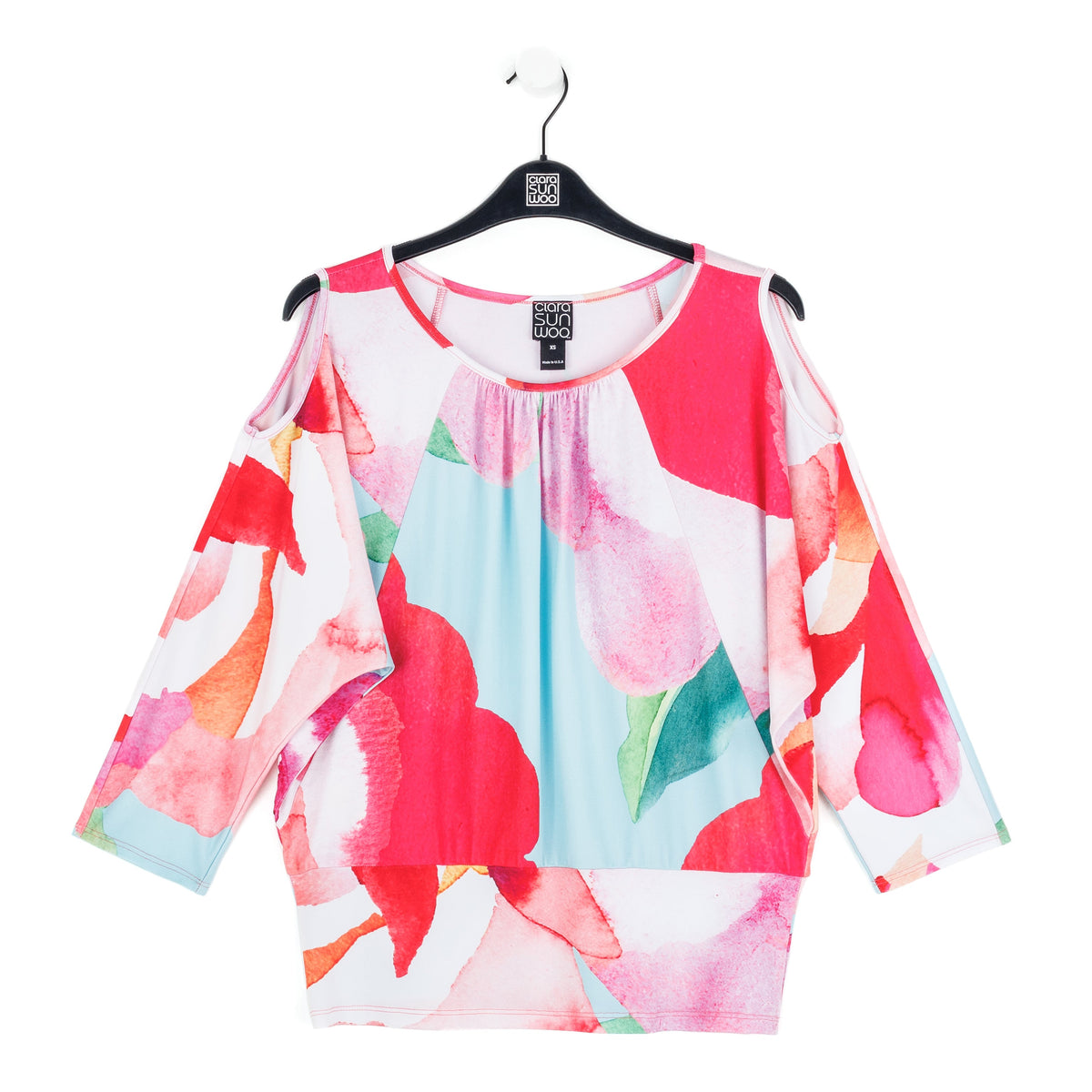 Open Shoulder Blouson Waist Top - Petal Watercolor - Final Sale! | Clara Sunwoo