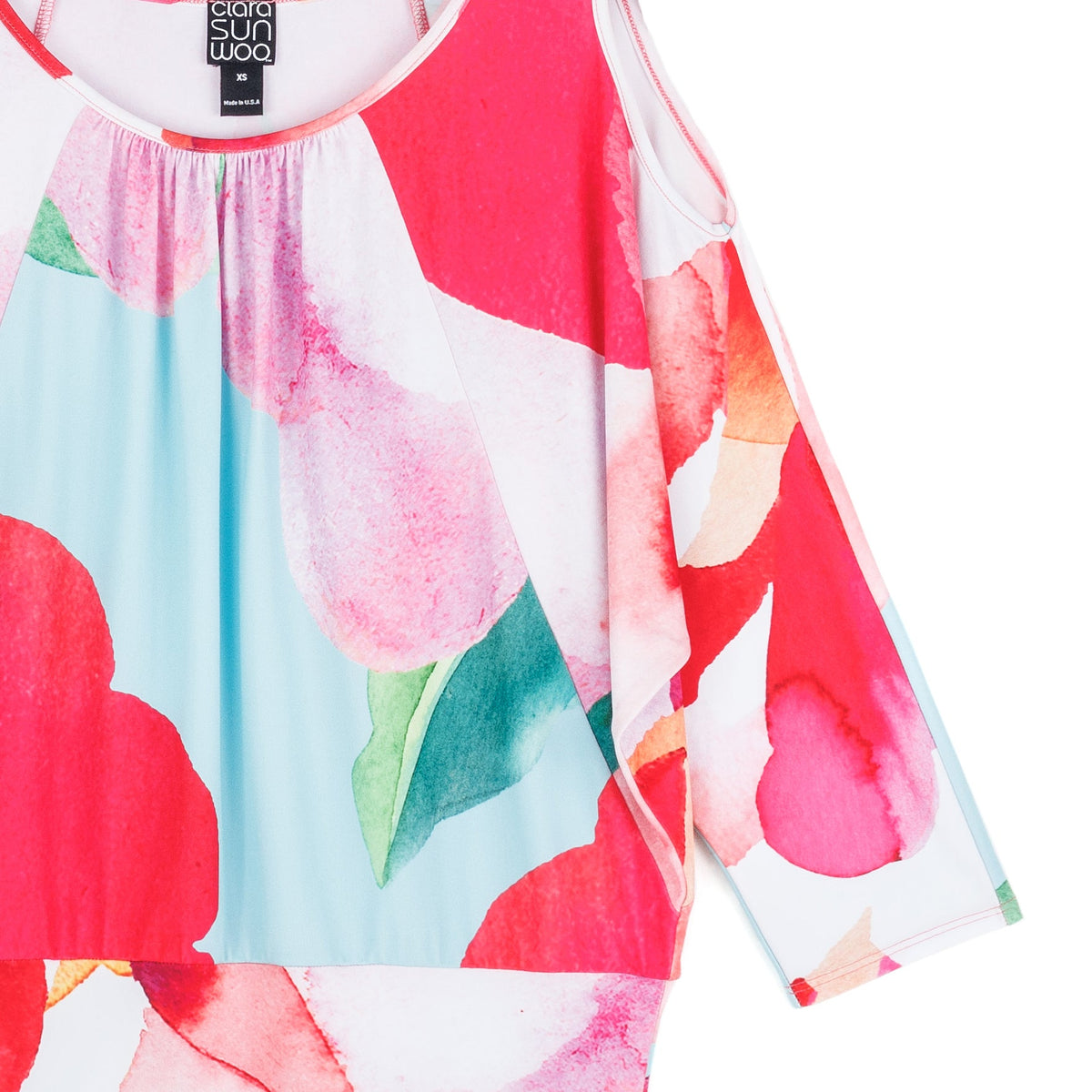 Open Shoulder Blouson Waist Top - Petal Watercolor - Final Sale! | Clara Sunwoo