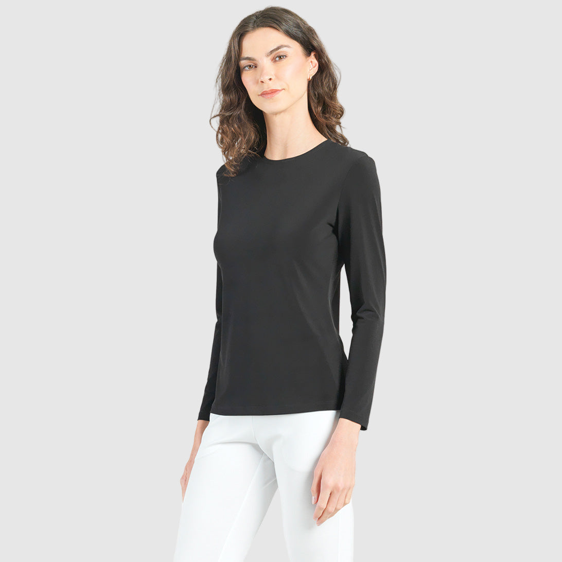 Signature Crew Neck Top - Black - Final Sale | Clara Sunwoo