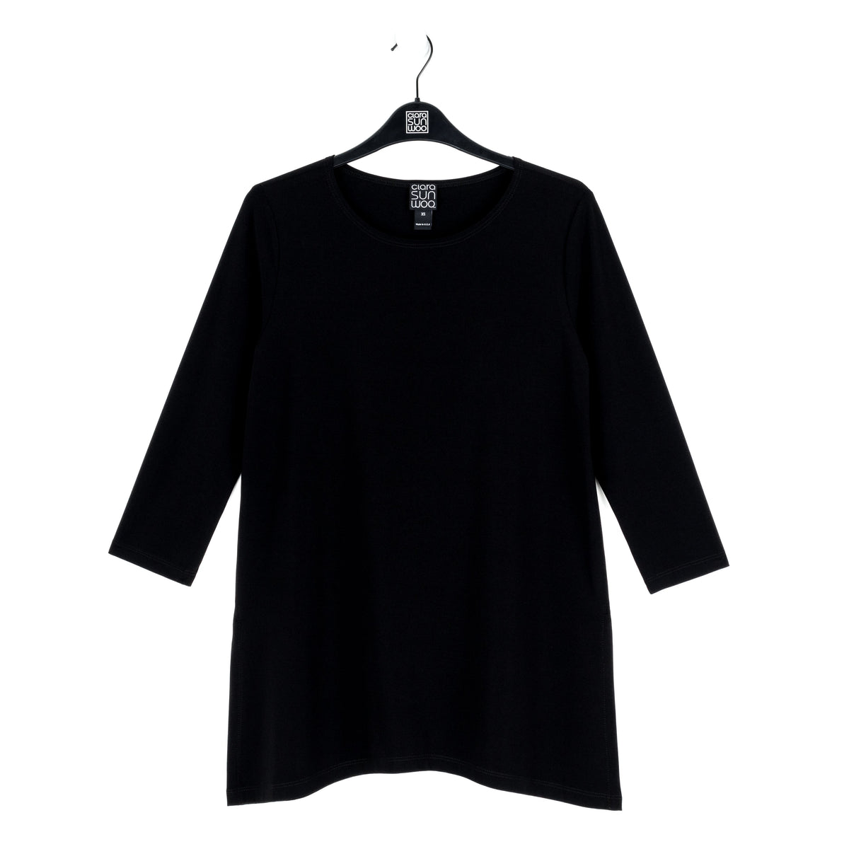 Side Vent Kerchief Hem Tunic - Black - Final Sale | Clara Sunwoo