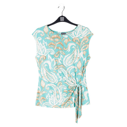 Butter Knit - Cap Sleeve Side Tie Top - Paisley Lotus-Turquoise - Final Sale | Clara Sunwoo