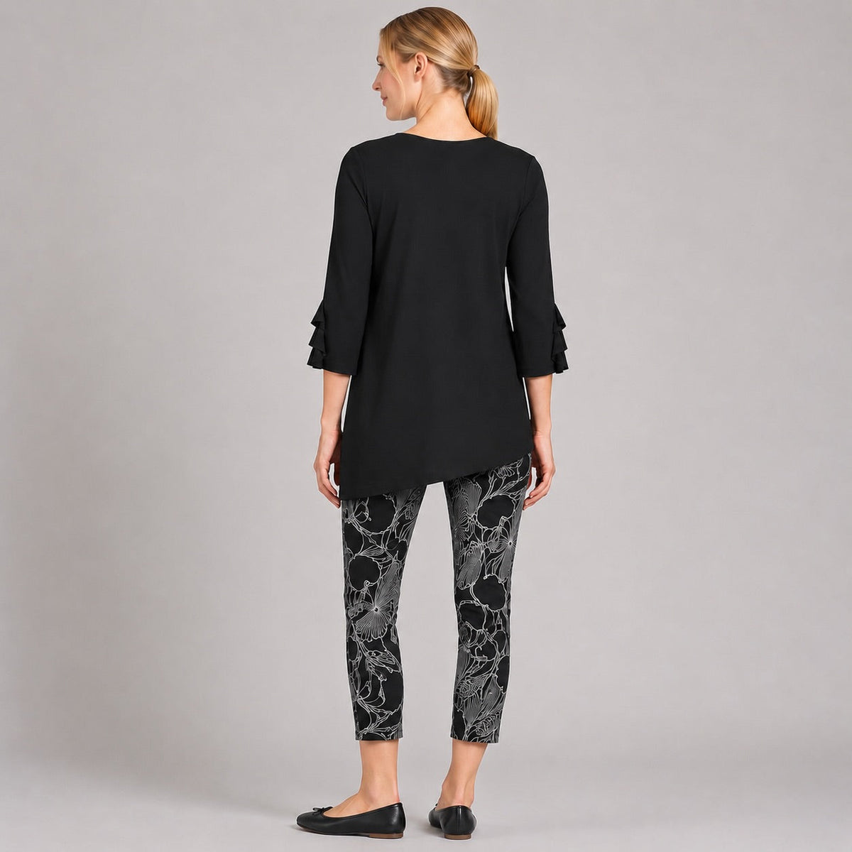 Flutter Cuff Side Vent Tunic - Black - Final Sale! | Clara Sunwoo