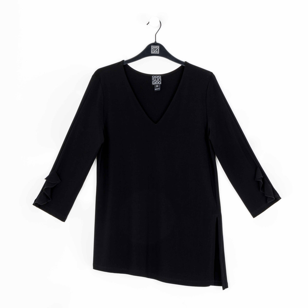 Flutter Cuff Side Vent Tunic - Black - Final Sale! | Clara Sunwoo