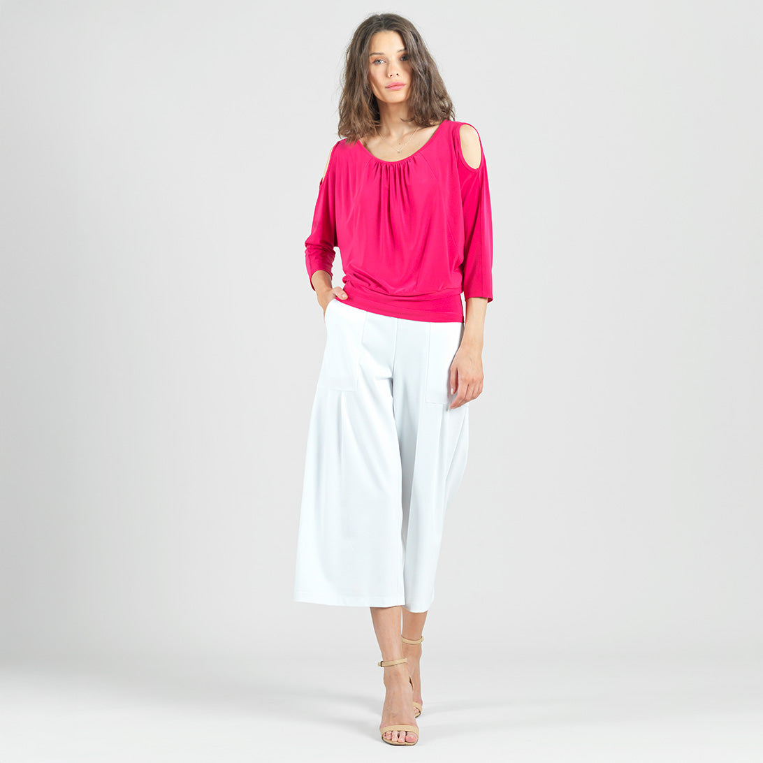 Open Shoulder Blouson Waist Top - Hot Pink - Final Sale! | Clara Sunwoo
