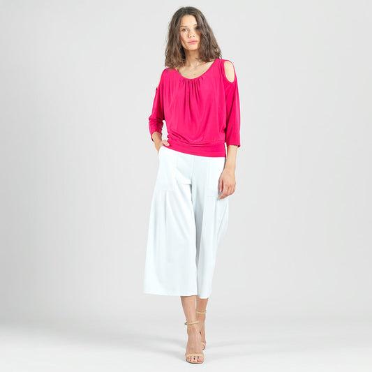 Open Shoulder Blouson Waist Top - Hot Pink - Final Sale! | Clara Sunwoo