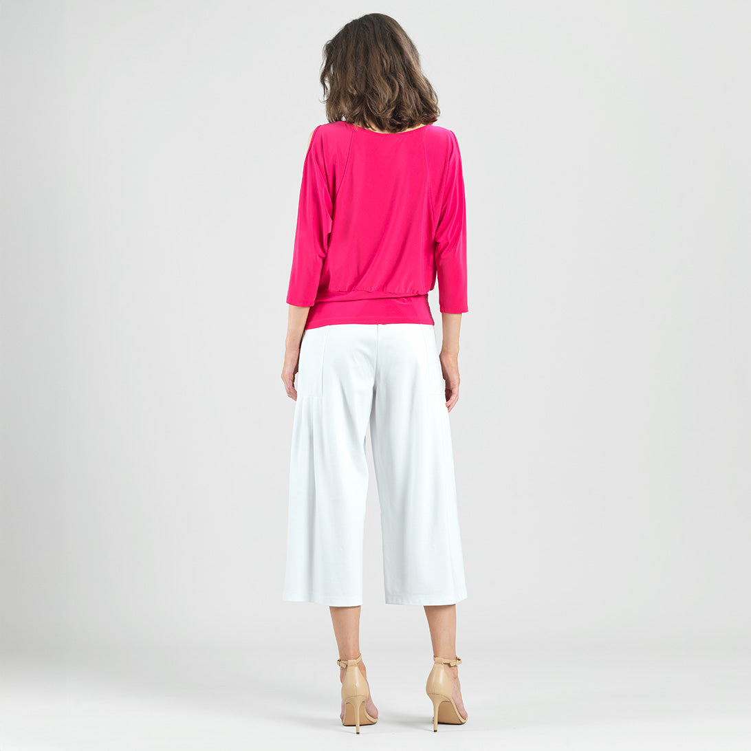 Open Shoulder Blouson Waist Top - Hot Pink - Final Sale! | Clara Sunwoo