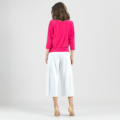 Open Shoulder Blouson Waist Top - Hot Pink - Final Sale! | Clara Sunwoo