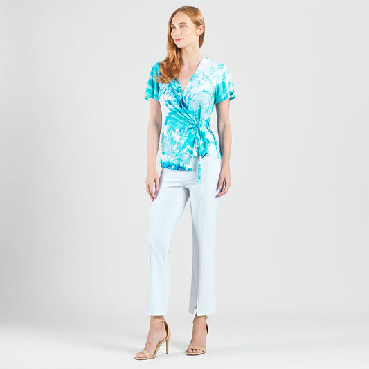 Surplice Faux Wrap Side Tie Top - Ocean Petal - Final Sale | Clara Sunwoo