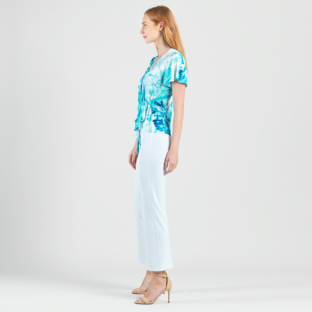 Surplice Faux Wrap Side Tie Top - Ocean Petal - Final Sale | Clara Sunwoo