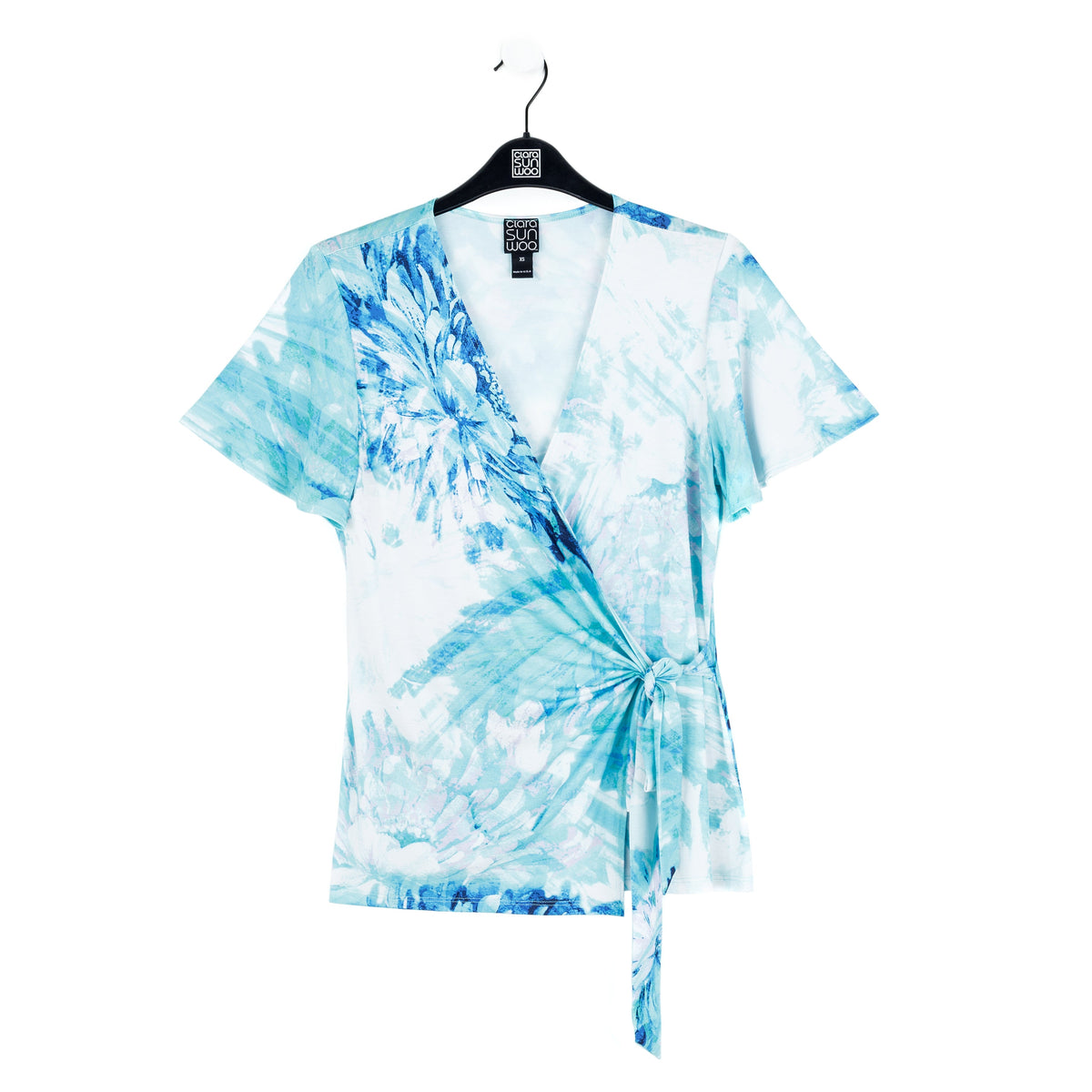 Surplice Faux Wrap Side Tie Top - Ocean Petal - Final Sale | Clara Sunwoo