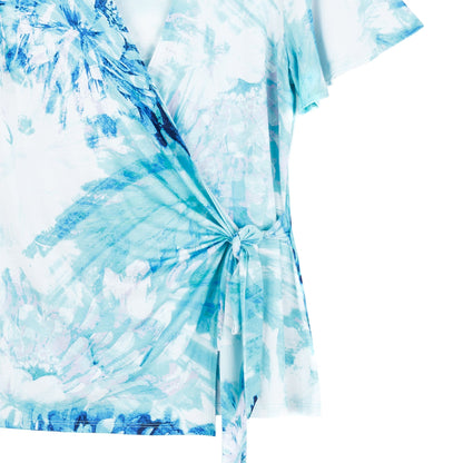Surplice Faux Wrap Side Tie Top - Ocean Petal - Final Sale | Clara Sunwoo