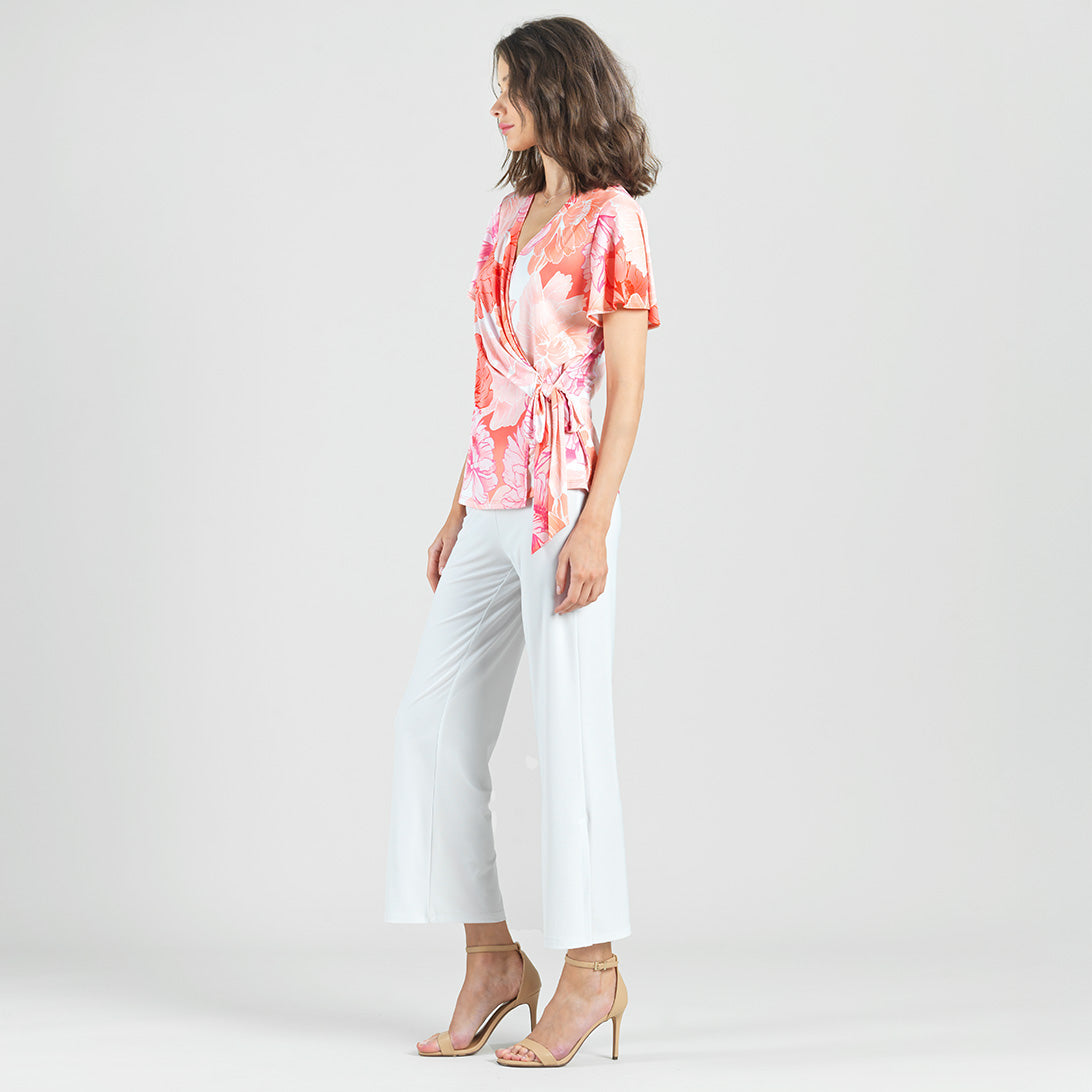 Butter Knit - Surplice Faux Wrap Side Tie Top - Sunset Petals - Final Sale | Clara Sunwoo